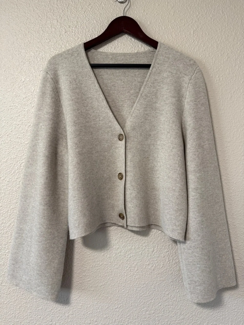 Jenni Kayne Chelsea Cardigan Wool Cashmere V Neck Oversized Neutral M Spring - Picture 4 of 8